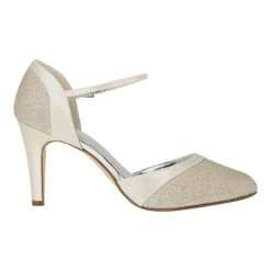 Rainbow Club Caroline Bruidsschoenen -Droom Trouwjurk caroline ivory satin silver fine glitter 2