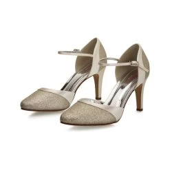 Rainbow Club Caroline Bruidsschoenen -Droom Trouwjurk caroline ivory satin silver fine glitter 6