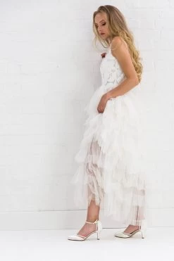 Rainbow Club Desi Bruidsschoenen -Droom Trouwjurk desi ivory satin off white fine glitter ls f