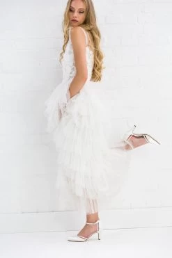 Rainbow Club Desi Bruidsschoenen -Droom Trouwjurk desi ivory satin off white fine glitter ls g