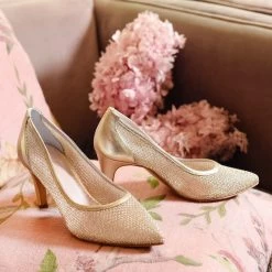 Fiarucci Bridal Melany Gold Bruidsschoenen -Droom Trouwjurk fiarucci bridal melany gold mesh leather pls a