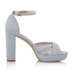 Fiarucci Bridal Marilou Bruidsschoenen Blauw -Droom Trouwjurk marilou soft blue suede leather gold 3