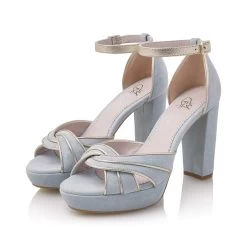 Fiarucci Bridal Marilou Bruidsschoenen Blauw -Droom Trouwjurk marilou soft blue suede leather gold 7