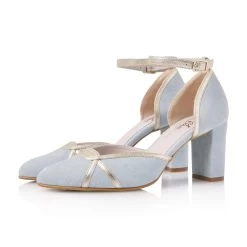 Fiarucci Bridal Nowi Bruidsschoenen Blauw -Droom Trouwjurk nowi soft blue suede leather gold 7