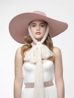 Poirier HT-103-Pink Hoed -Droom Trouwjurk poirier ht 103 pink hat 6