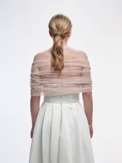 Poirier S149 Pearl Stola Blush -Droom Trouwjurk poirier s149 stola blush 4