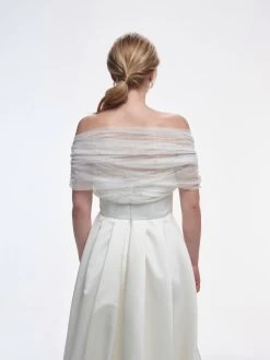 Poirier S149 Pearl Stola Ivoor -Droom Trouwjurk poirier s149 stola ivory 3