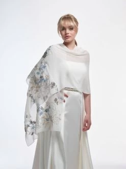 Poirier S182 Stola -Droom Trouwjurk poirier s182 stola ivory blue 3