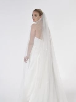 Poirier S47-210-1-Ivoor Sluier -Droom Trouwjurk poirier s47 210 1 ivory veil 4