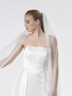 Poirier S47-300-1-Ivoor Sluier -Droom Trouwjurk poirier s47 300 1 ivory veil 3