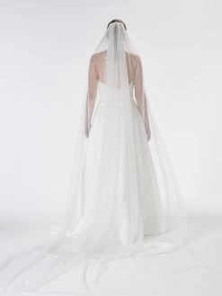 Poirier S47-300-1-Ivoor Sluier -Droom Trouwjurk poirier s47 300 1 ivory veil 4