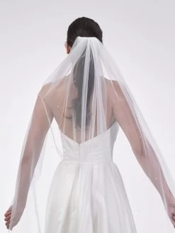 Poirier S48-120-1-Ivoor Sluier -Droom Trouwjurk poirier s48 120 1 ivory veil 4