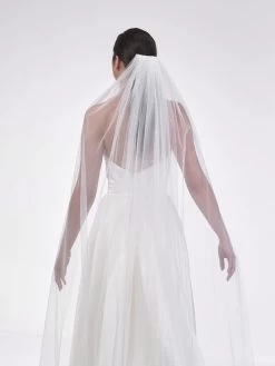 Poirier S48-210-1-Ivoor Sluier -Droom Trouwjurk poirier s48 210 1 ivory veil 3