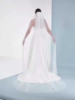 Poirier S48-300-1-Ivoor Sluier -Droom Trouwjurk poirier s48 300 1 ivory veil 4