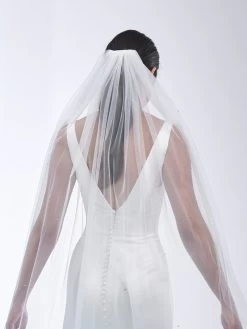 Poirier S49-120-1-Ivoor Sluier -Droom Trouwjurk poirier s49 120 1 ivory veil 3