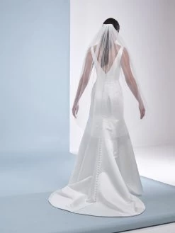 Poirier S49-120-1-Ivoor Sluier -Droom Trouwjurk poirier s49 120 1 ivory veil 4