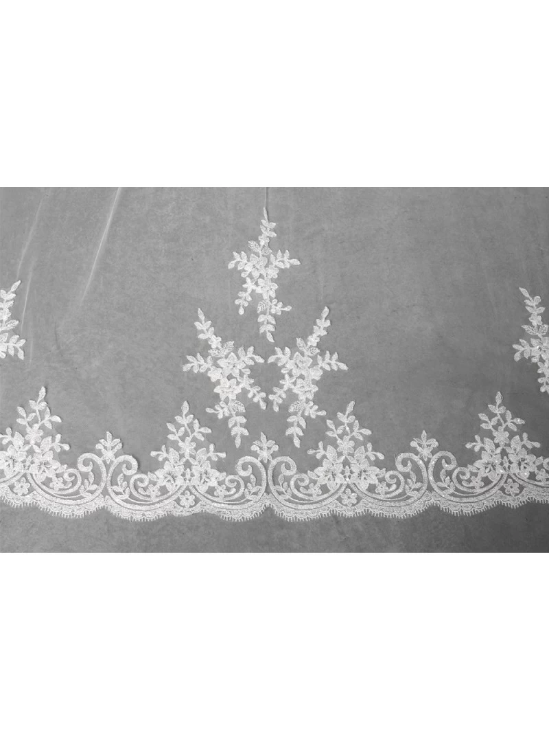 Sluier Met Italiaanse Kant S115-300/1/MED | Poirier 4 Sluier Met Italiaanse Kant S115-300/1/MED | Poirier - Afbeelding 4