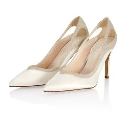 Rainbow Club Sadiee Bruidsschoenen -Droom Trouwjurk sadiee ivory satin silver fine glitter 6