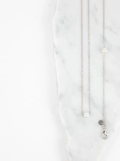 Abrazi Jess Parel Ketting Zilver -Droom Trouwjurk kc bc os rhodium hover